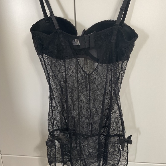 Blush Black negligé With Lace Bodice Size M - Picture 5 of 7